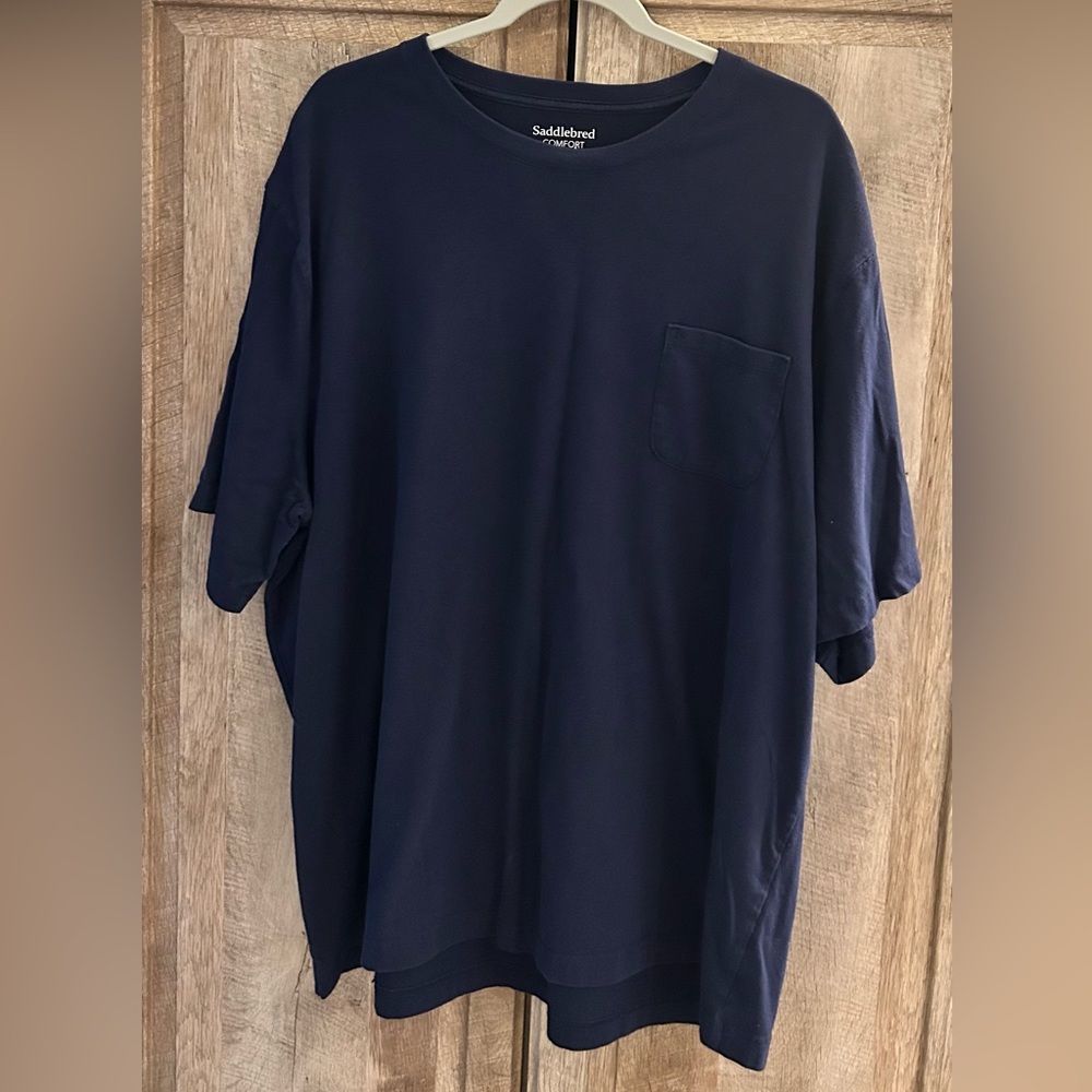 Saddlebred XXL Comfort Flex Classic Navy Blue Men's Shirt with pocket blend